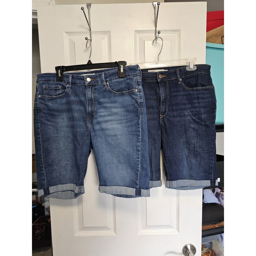 Signature by Levi Strauss Size 14 Jeans Denim Bermuda Short Cuffs Lot Of 2